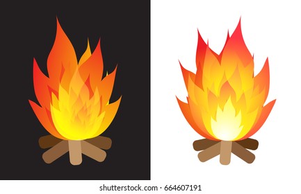 Hot and warm bonfire vector. Flame and fire design. 