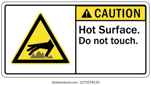 Hot warning sign and labels