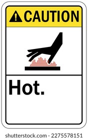 Hot warning sign and labels