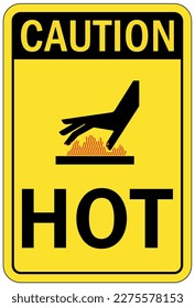 Hot warning sign and labels
