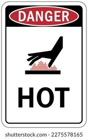Hot warning sign and labels
