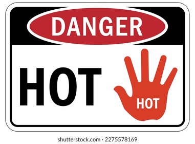 Hot warning sign and labels