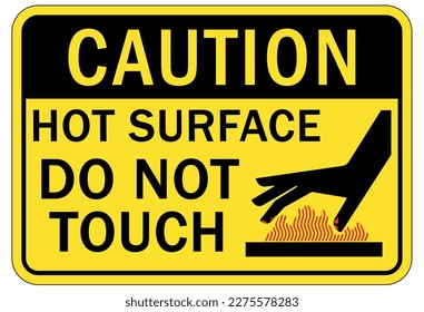 Hot warning sign and labels