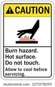 Hot warning sign and labels