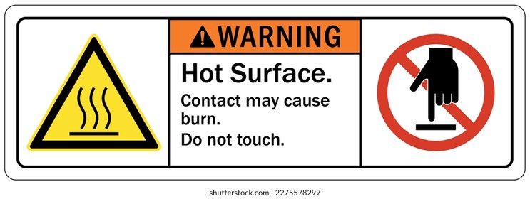 Hot warning sign and labels