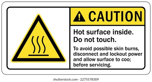 Hot warning sign and labels