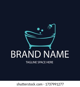 Hot water bathtub logo design