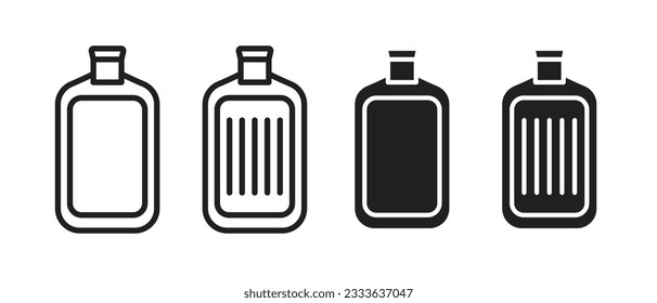 Wasserflasche-Symbol-Set. schwarz Heißwasserbeutel oder warmes Wasser Vektorsymbol.