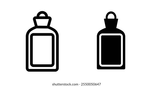 Hot water bottle Icon set in black filled and line.