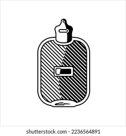 Hot Water Bottle Icon, Hot Water Bottle With Stopper Icon Vector Art Illustration