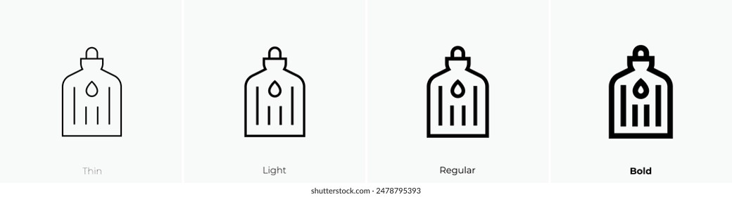 hot water bottle icon. Thin, Light Regular And Bold style design isolated on white background