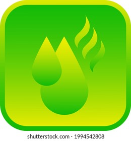 Hot water concept. Heater. Isolated web icon. Logo design. Green energy concept. Flat vector illustration. 