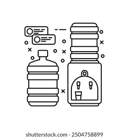 Icono de contorno del dispensador de agua caliente, Ilustración vectorial