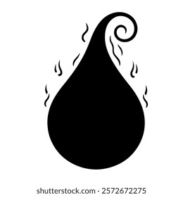 Hot water drop silhouette vector icon sign symbol illustration design.
