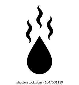 Hot Water Drop Vector Icon Isolated On White Background