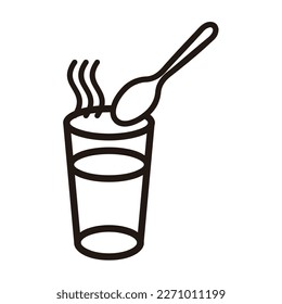 hot water glass and spoon icon vector design