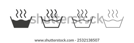 Hot Water icon in fill and three stroke sizes