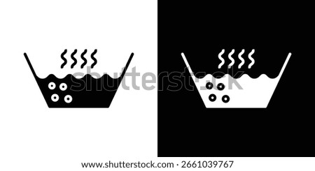 Hot Water icon in flat version on black and white background