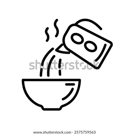 hot water icon poured, icon pouring into food bowl