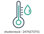 Hot water icon. temperature with water drop. icon related to Heating. line icon style. water elements vector illustration