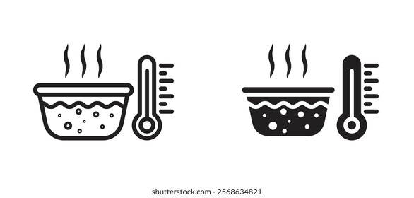 Hot water icons in outline and fill. vector illustration for ui.