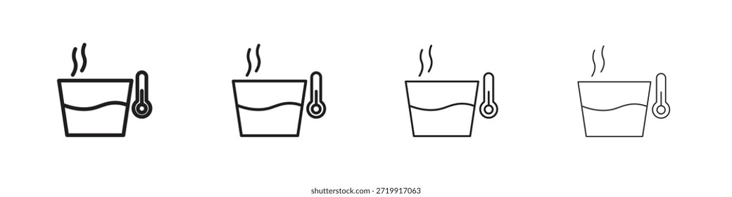 Hot Water icons, Set of linear icons. Black linear palm icons