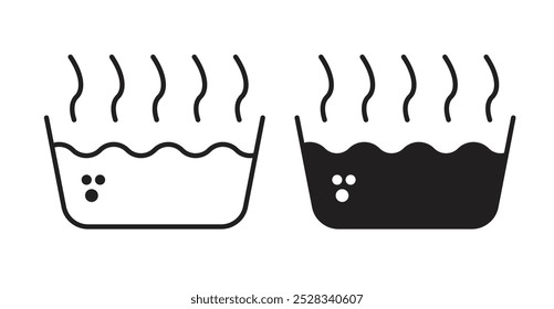 Iconos de agua caliente. Conjunto de Vector en estilo relleno y línea.