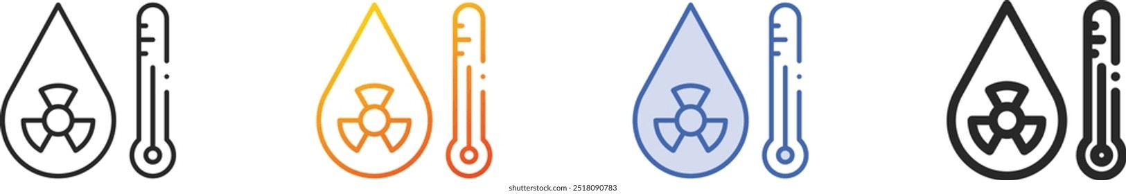 Icono de agua caliente. Diseño lineal delgado, degradado, trazo azul y estilo audaz aislado sobre fondo blanco