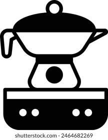 Un hervidor de agua caliente para hacer ilustración de icono de café en estilo de línea