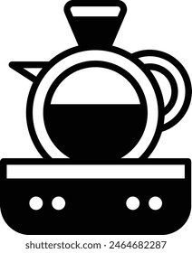 Un hervidor de agua caliente para hacer ilustración de icono de café en estilo de línea