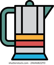 A Hot water kettle for making coffee icon illustration in line style