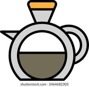 A Hot water kettle for making coffee icon illustration in line style