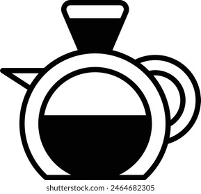 A Hot water kettle for making coffee icon illustration in line style