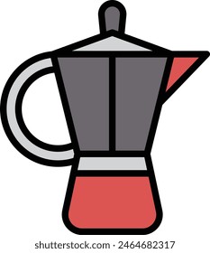 A Hot water kettle for making coffee icon illustration in line style