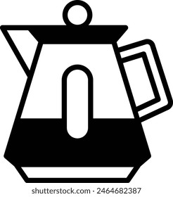 Un hervidor de agua caliente para hacer ilustración de icono de café en estilo de línea