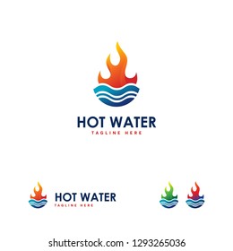 Hot Water logo designs vector, Fire and Water logo template