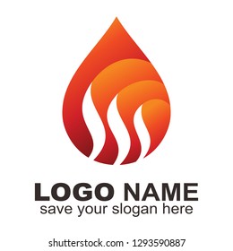 Hot water logo,  Water drop fire logo - Vector