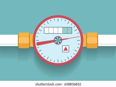 Hot Water Meter Icon In Flat Style Vector Illustration.