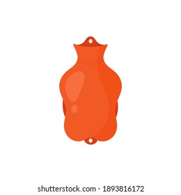 Hot water rubber bottle, warmer icon isolated on white background. Cartoon flat design. Vector illustration.