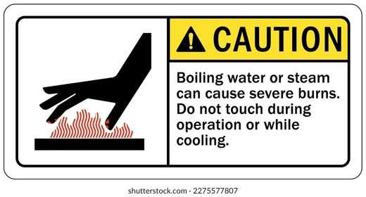 Hot water sign and labels