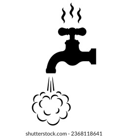 Hot water tap vector icon isolated on white background, scalding hazard symbol.