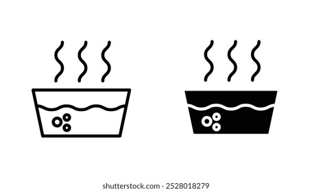 Icono de Vector de agua caliente en color blanco y negro.