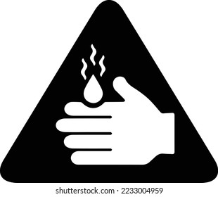 Hot water warning sign isolated on white background, acid burn hazard symbol