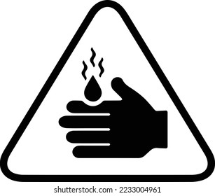 Hot water warning sign isolated on white background, acid burn hazard symbol