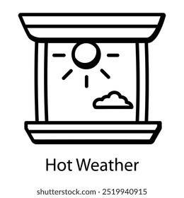 Hot weather icon designed in doodle style 