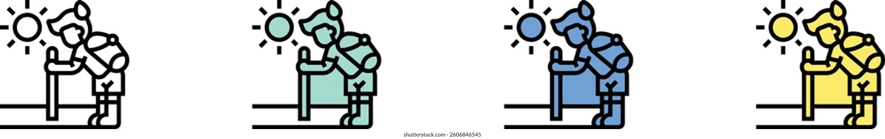 hot weather icon. Outline, Green, Blue and Yellow Style Design Isolated On White Background