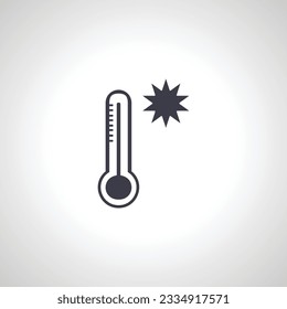 Hot weather icon. thermometer with sun icon