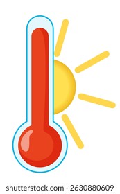 Indicador de tempo quente, ilustrações vetoriais. Calor Extremo, alta temperatura na medição сvenda. Medições meteorológicas Verão 