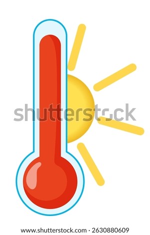Hot weather indicator, vector illustrations. Extreme Heat, high temperature on measuring sсale. Meteorological measurements weather in summer 
