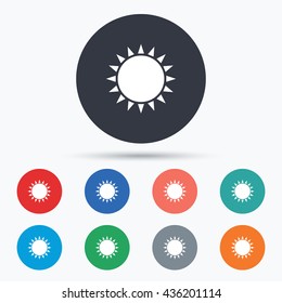 Hot weather sign. Circle buttons with icons. Vector
